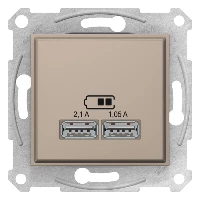  артикул SDN2710268 название Розетка USB 2-ая (для подзарядки) , Титан, серия Sedna, Schneider Electric