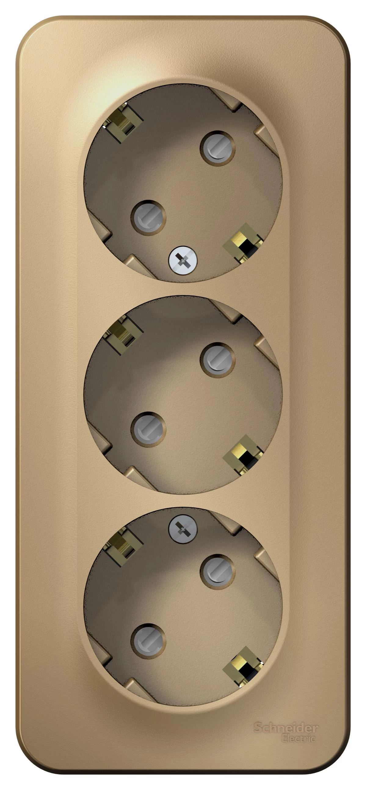  артикул BLNRA011314 название Розетка 3-ая электрическая с заземлением с защитными шторками, изолированная пластина , Титан, серия Blanca, Schneider Electric
