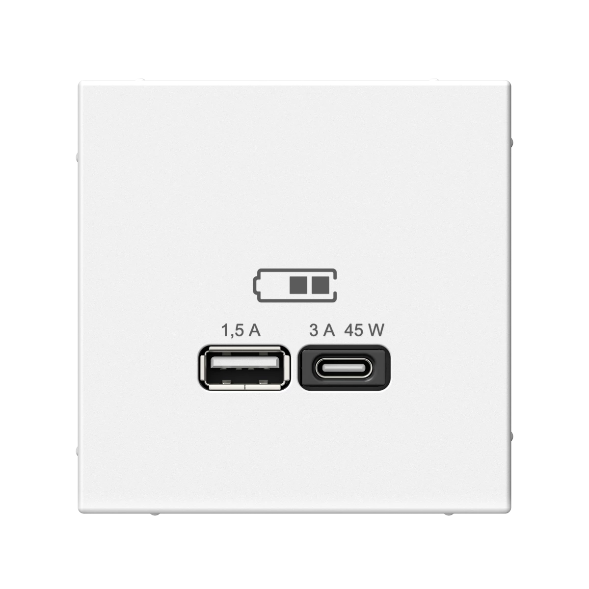  артикул GAL001329 название Розетка USB 2-ая Тип А+С 45 Вт (для подзарядки) , Белый лотос, серия Art Gallery, Schneider Electric