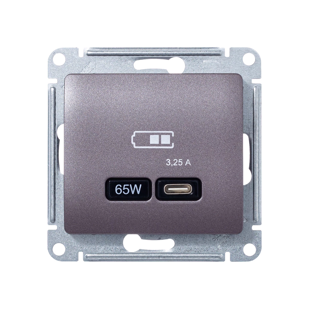  артикул GSL001427 название Розетка USB 1-ая Тип С 3200 мA 5V (для подзарядки) , Сиреневый туман, серия Glossa, Schneider Electric