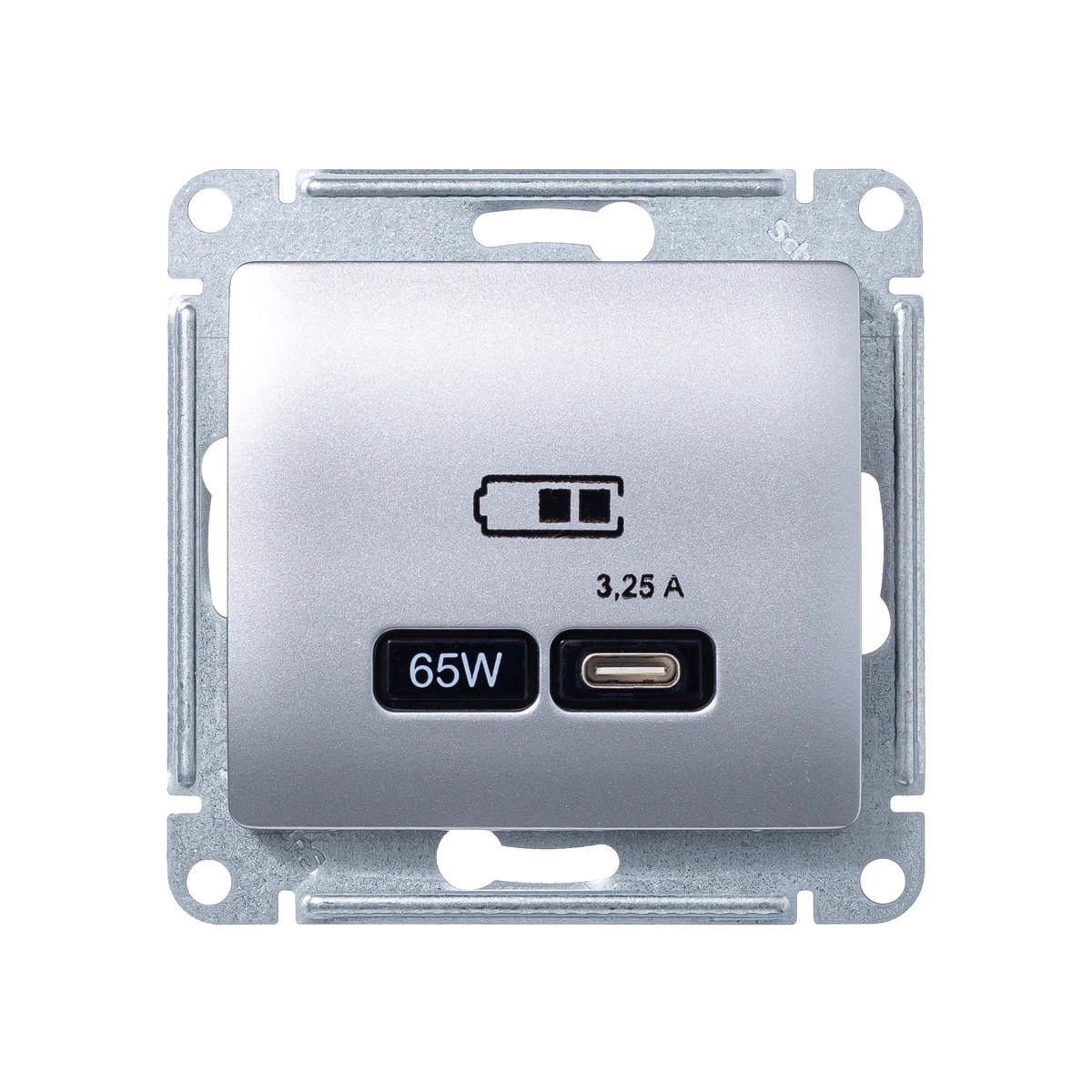  артикул GSL000327 название Розетка USB 1-ая Тип С 3200 мA 5V (для подзарядки) , Алюминий, серия Glossa, Schneider Electric