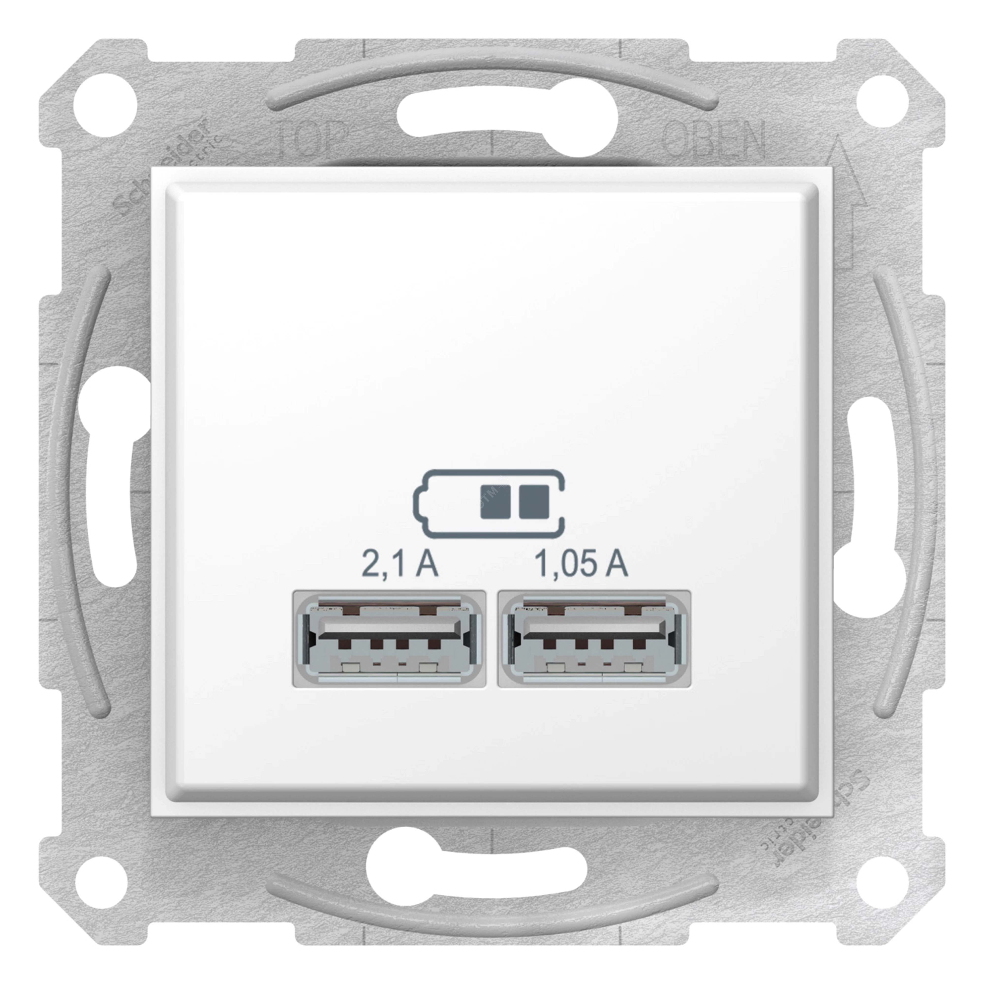  артикул SDN2710221 название Розетка USB 2-ая 2100 мА (для подзарядки) , Белый, серия Sedna, Schneider Electric