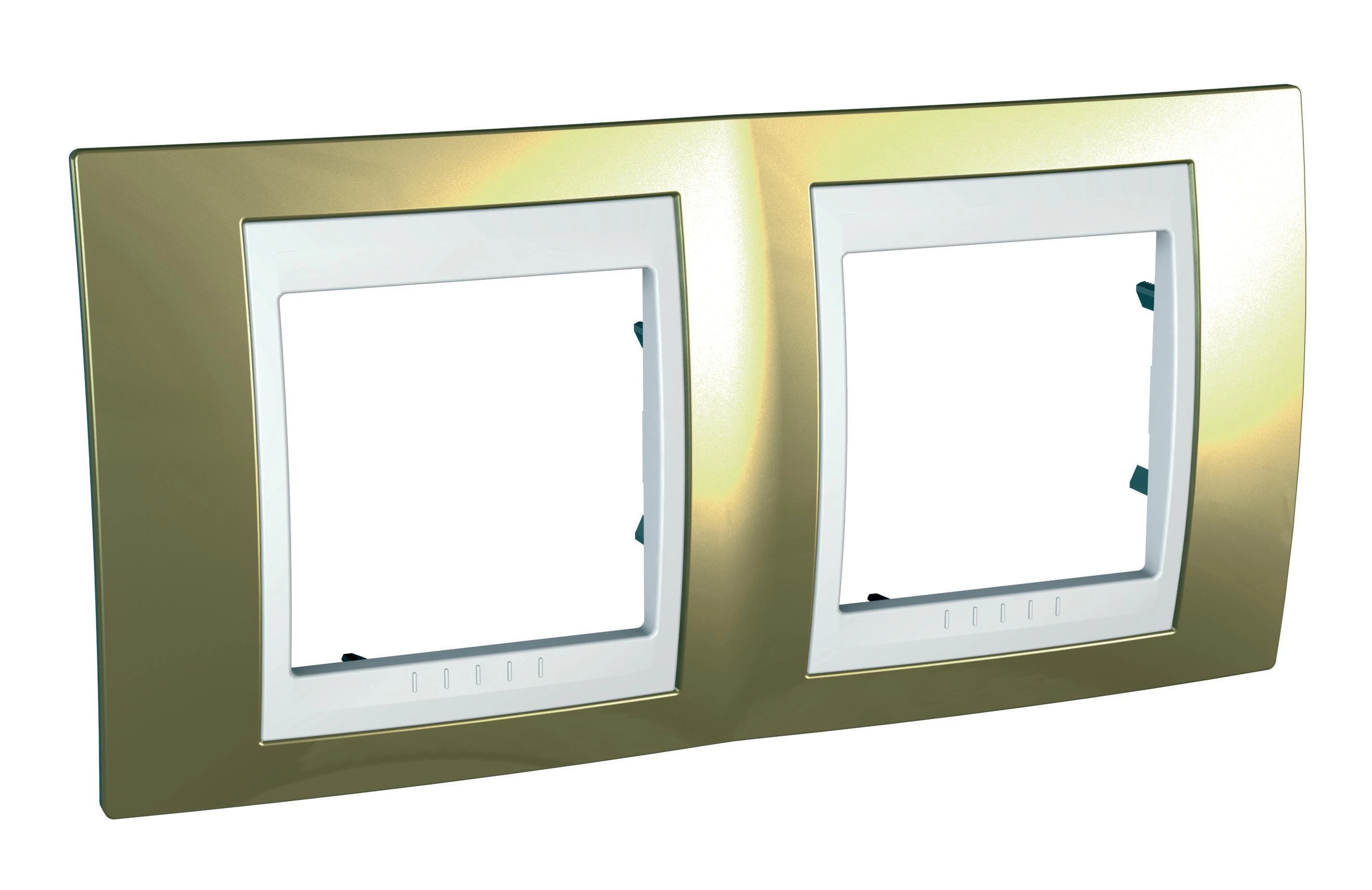  артикул MGU66.004.804 название Рамка 2-ая (двойная) , Золото/Белый (пластик), серия Unica, Schneider Electric