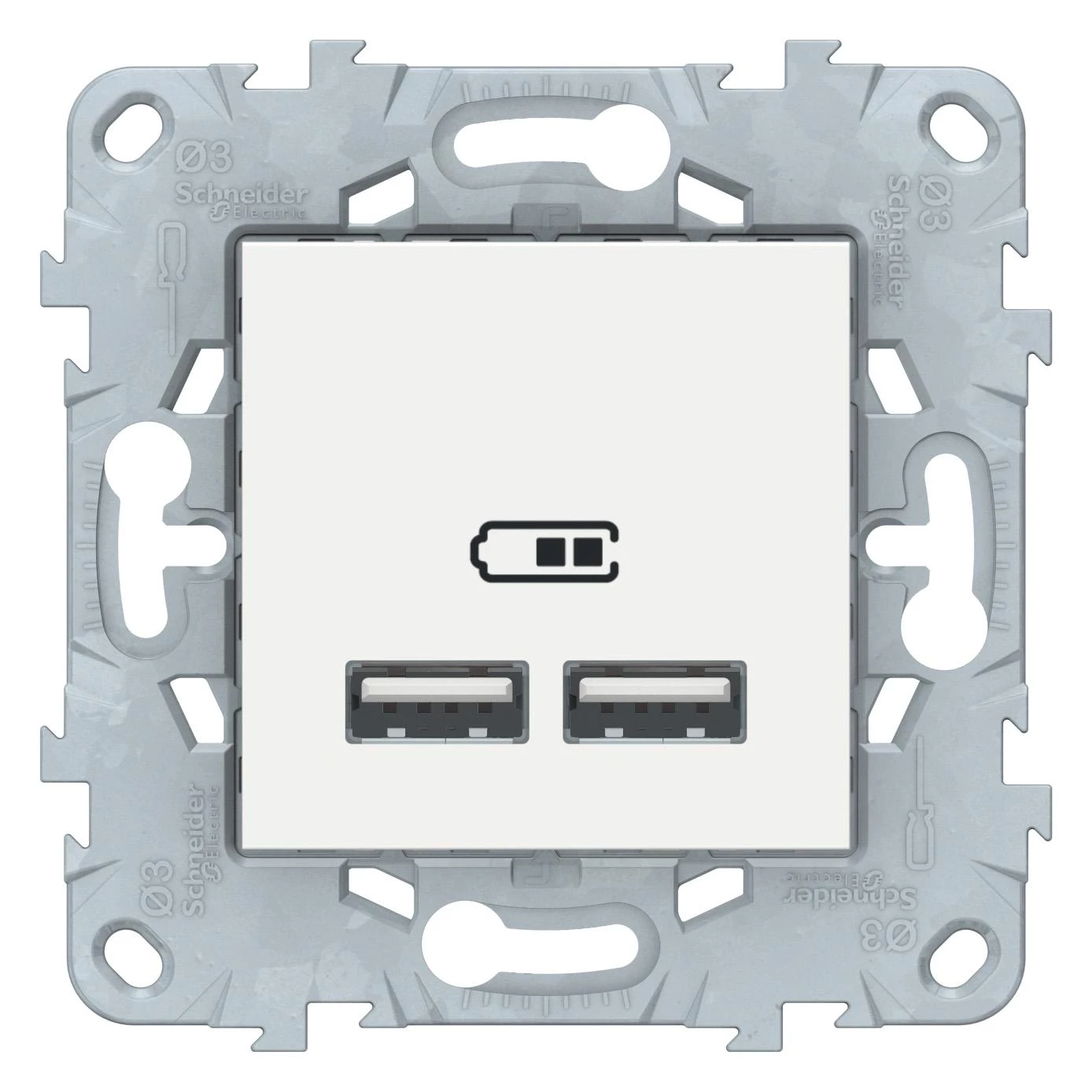  артикул NU541818 название Розетка USB 2-ая (для подзарядки) , Белый, серия Unica New, Schneider Electric