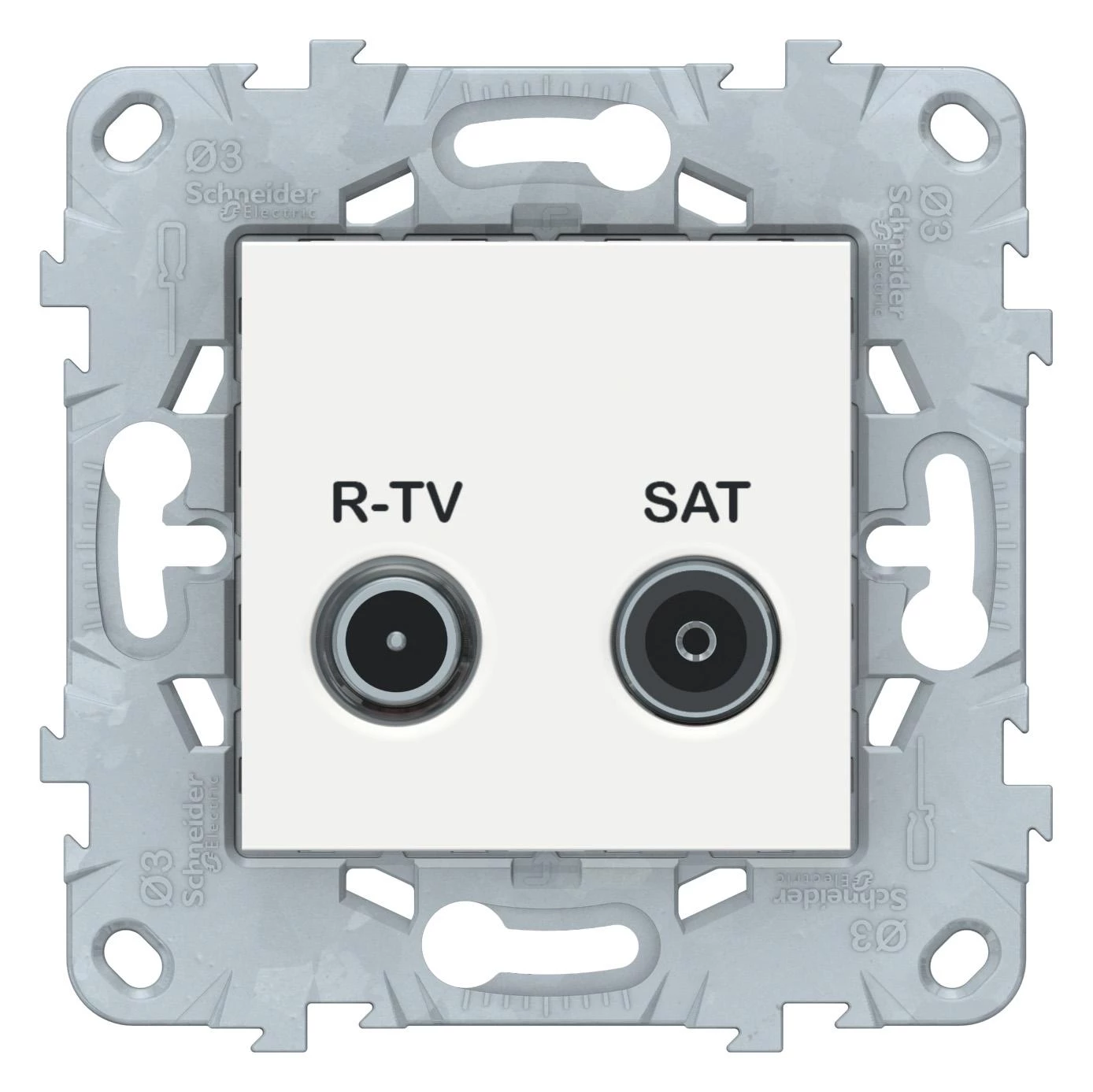  артикул NU545418 название Розетка телевизионная единственная ТV-SAT , Белый, серия Unica New, Schneider Electric